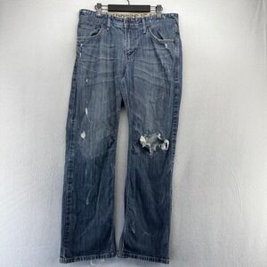 Vintage Express Jeans Mens 33x30 Blue Kingston Bootcut Distressed Faded Boot y2k